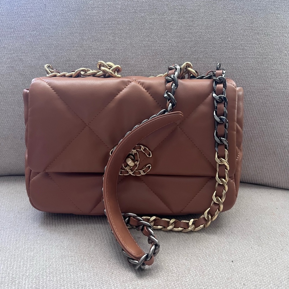 Brown Quilted Leather Chain Bag